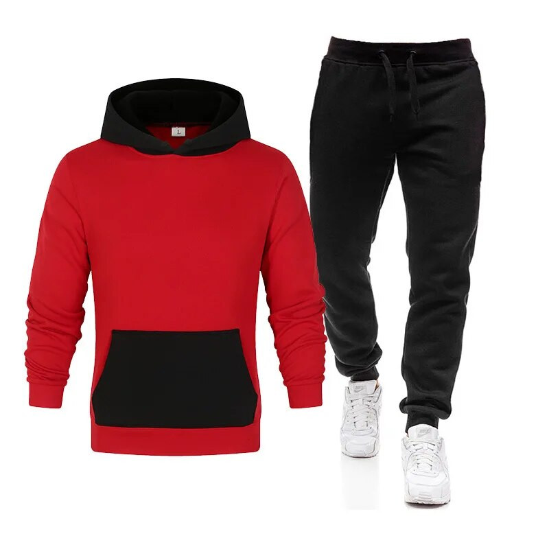 Férfi pulóver szett, kapucnis pulóver és melegítőnadrág, kiváló minőségű férfi szabadtéri, alkalmi sport kocogó ruha tornatermi hosszú ujjú futóruha S-4XL