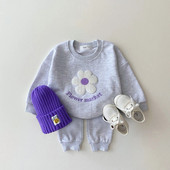 Φθινοπωρινά Ρούχα Βρεφικά Σετ 2 τεμαχίων Casual Flower Letter Print Top+Pants Παιδικά ρούχα Προσχολικής ηλικίας Ρούχα για κορίτσια και αγόρια
