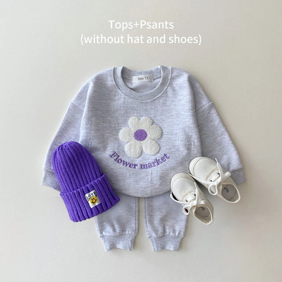 Φθινοπωρινά Ρούχα Βρεφικά Σετ 2 τεμαχίων Casual Flower Letter Print Top+Pants Παιδικά ρούχα Προσχολικής ηλικίας Ρούχα για κορίτσια και αγόρια