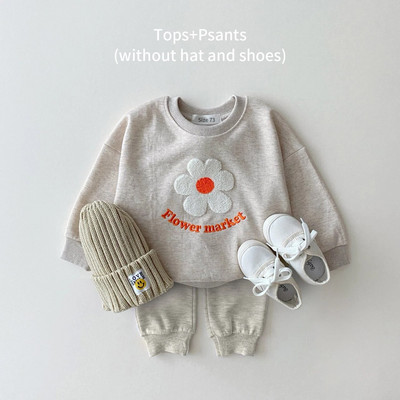 Φθινοπωρινά Ρούχα Βρεφικά Σετ 2 τεμαχίων Casual Flower Letter Print Top+Pants Παιδικά ρούχα Προσχολικής ηλικίας Ρούχα για κορίτσια και αγόρια