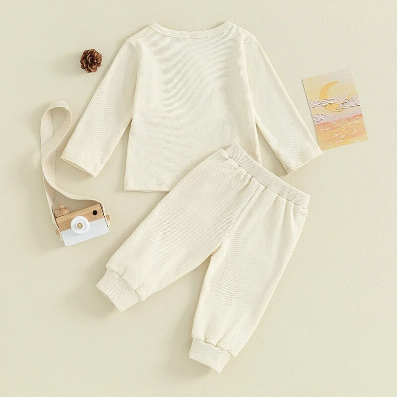 0-36 hónapos kisgyermek fiúknak 2db nadrág szettek hosszú ujjú nyakú gombos póló felsők nadrág ruhák csecsemő fiúknak tavaszi őszi szett