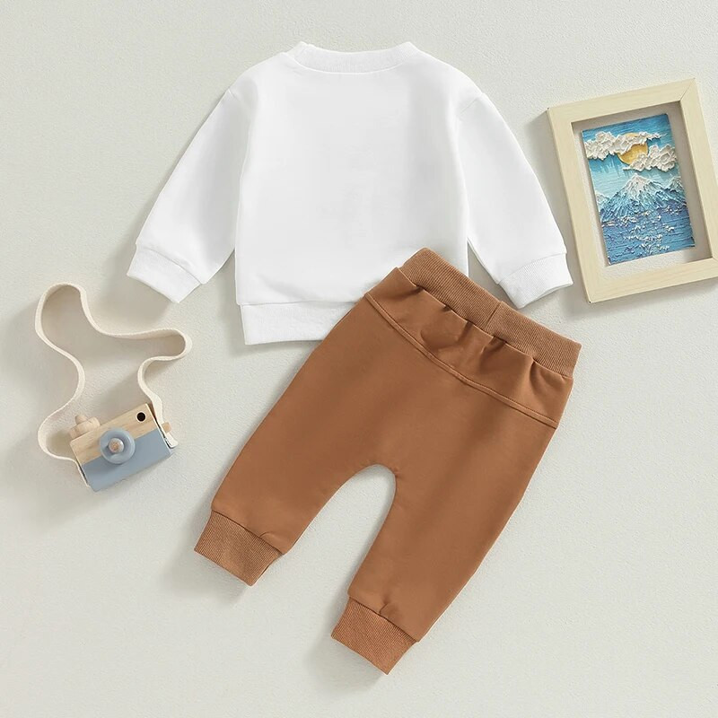 0-36 hónapos baba fiú 2 részes ruhák betűs hímzés hosszú ujjú pulóver nadrág készletek kisgyermek fiúknak őszi tréningruha szett