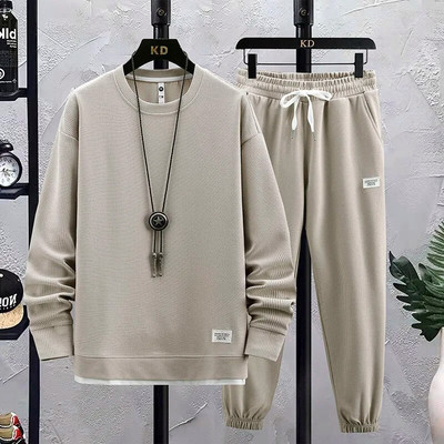 2023 Νέα ανδρική αθλητική φόρμα 2 τεμαχίων Waffle Hoodie Φούτερ Σετ αθλητικού τζόκινγκ με ανοιξιάτικη τσέπη, φθινοπωρινή casual αθλητική φόρμα