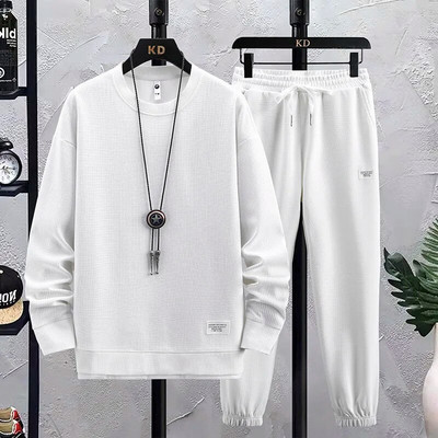 2023 Νέα ανδρική αθλητική φόρμα 2 τεμαχίων Waffle Hoodie Φούτερ Σετ αθλητικού τζόκινγκ με ανοιξιάτικη τσέπη, φθινοπωρινή casual αθλητική φόρμα