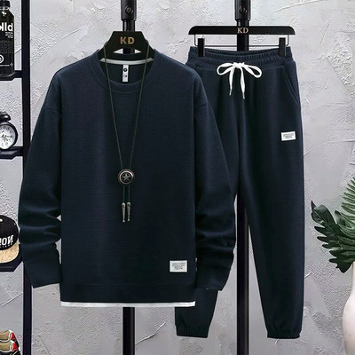 2023 Νέα ανδρική αθλητική φόρμα 2 τεμαχίων Waffle Hoodie Φούτερ Σετ αθλητικού τζόκινγκ με ανοιξιάτικη τσέπη, φθινοπωρινή casual αθλητική φόρμα