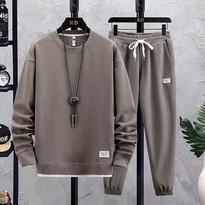 2023 Νέα ανδρική αθλητική φόρμα 2 τεμαχίων Waffle Hoodie Φούτερ Σετ αθλητικού τζόκινγκ με ανοιξιάτικη τσέπη, φθινοπωρινή casual αθλητική φόρμα