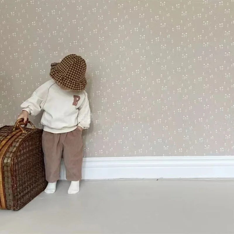 Őszi Ins Gyerekek Retro Sport Alkalmi széles szárú nadrágok Fiú Csecsemő Tömör Egyszerű pamut nadrágok Lányok Gyerekek Mindenhez illő divatos nadrágok