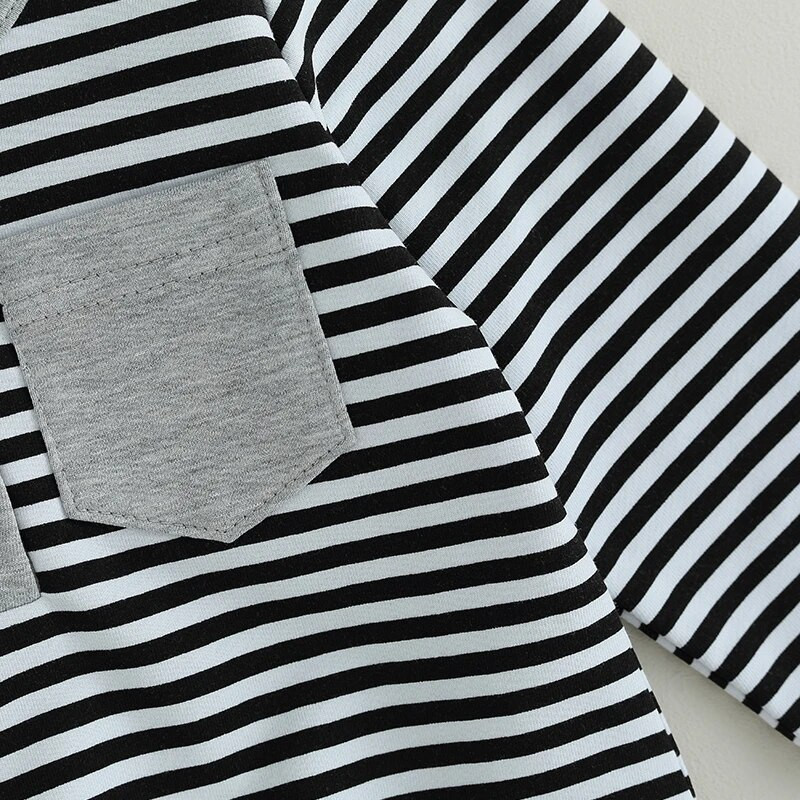 0-36 hónapos kisgyermek fiúknak 2 részes ruhakészlet csíkos hosszú ujjú pulóver és elasztikus nadrág ruhák kisfiúknak