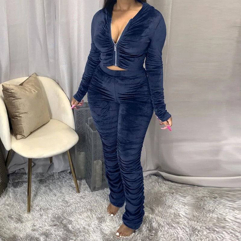 Bársonyos női tréningruha Sportruházat tavaszi kapucnis kabát pulóver+nadrág futó kocogó fitnesz felszerelések alkalmi edzéskészlet sportruha