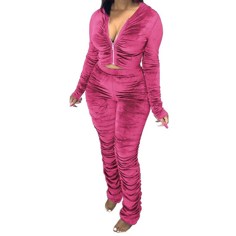 Bársonyos női tréningruha Sportruházat tavaszi kapucnis kabát pulóver+nadrág futó kocogó fitnesz felszerelések alkalmi edzéskészlet sportruha