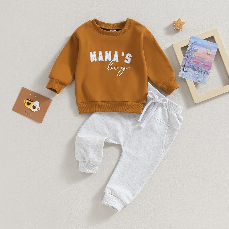 0-36 hónapos kisgyermek fiú őszi ruha szett, betűvel nyomtatott hosszú ujjú pulóver, rugalmas deréknadrág, 2 db-os ruha csecsemő lányoknak