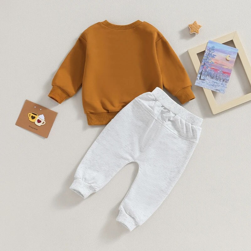 0-36 hónapos kisgyermek fiú őszi ruha szett, betűvel nyomtatott hosszú ujjú pulóver, rugalmas deréknadrág, 2 db-os ruha csecsemő lányoknak