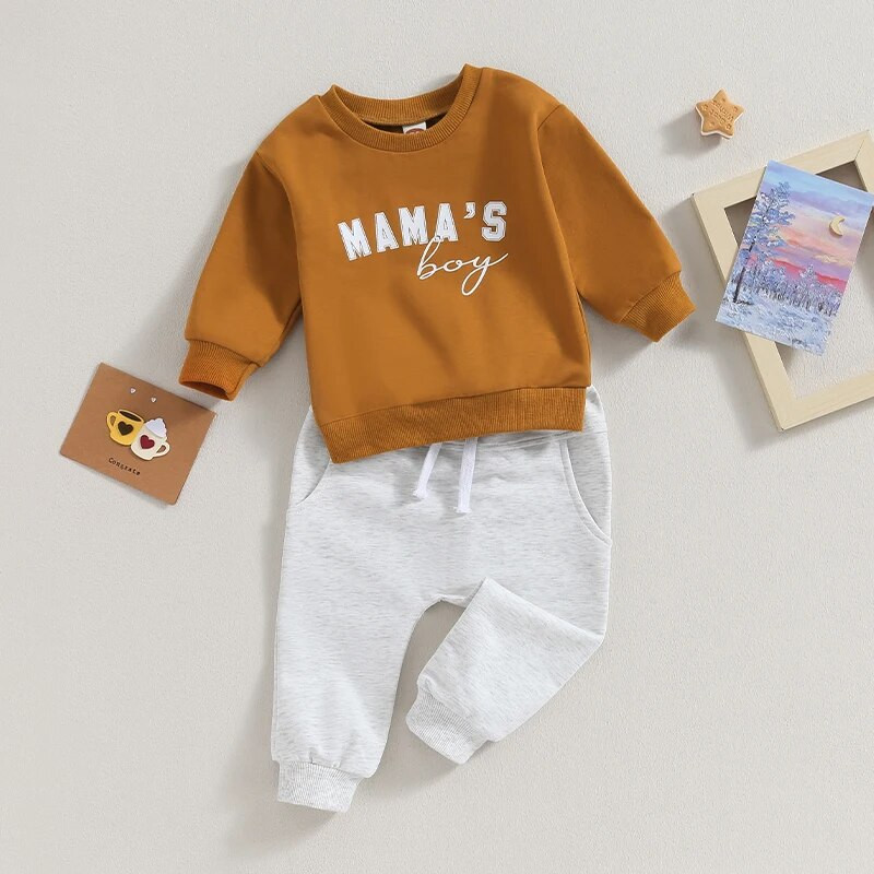 0-36 hónapos kisgyermek fiú őszi ruha szett, betűvel nyomtatott hosszú ujjú pulóver, rugalmas deréknadrág, 2 db-os ruha csecsemő lányoknak