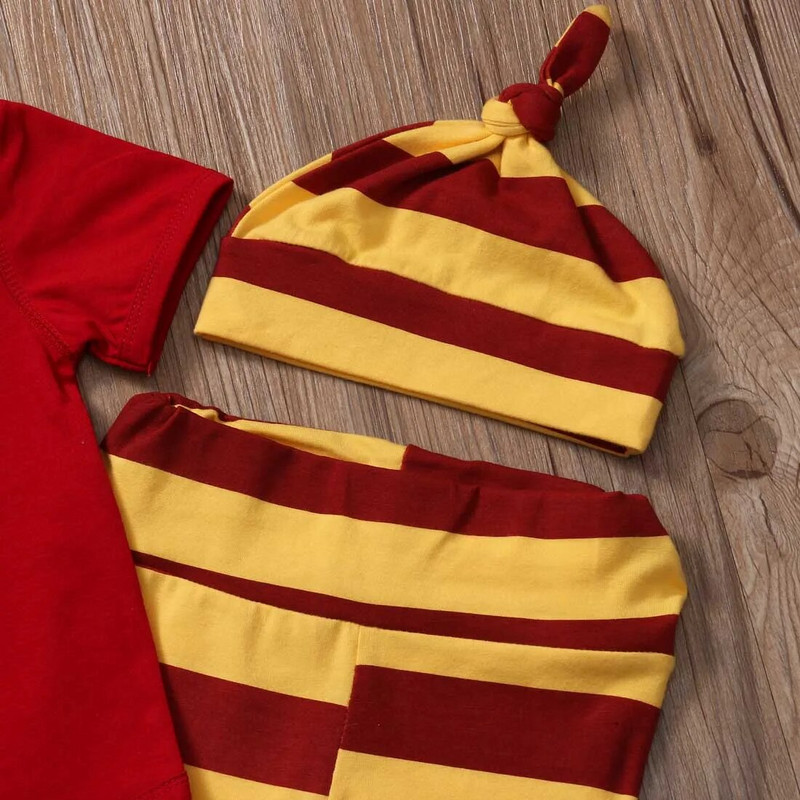 Újszülött kisfiú lány ruha szett Halloween jelmez Megérkezett a kis varázsló Romper+nadrág+sapka 3 DB csecsemő babaruha ruhák