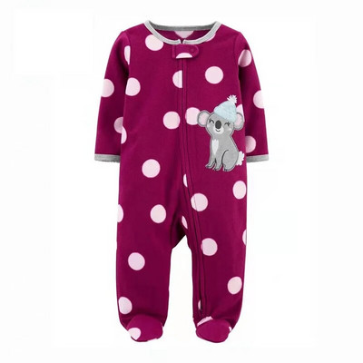 Footed Warm Baby Rompers 2023 Φθινόπωρο Χειμώνας χαριτωμένο ζώο Micro Polar Fleece Hot Baby Pijamas Βρεφικές φόρμες Πυτζάμες 0/3-12M