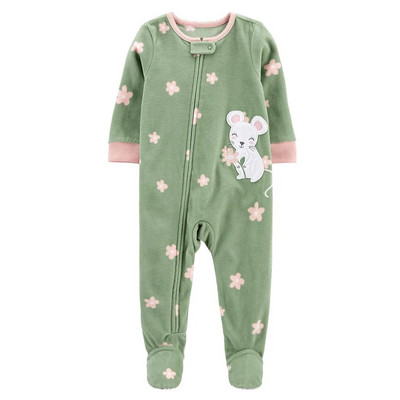 Footed Warm Baby Rompers 2023 Φθινόπωρο Χειμώνας χαριτωμένο ζώο Micro Polar Fleece Hot Baby Pijamas Βρεφικές φόρμες Πυτζάμες 0/3-12M