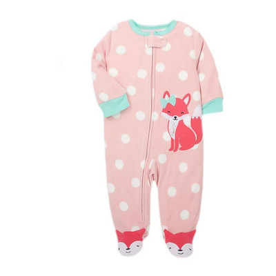 Footed Warm Baby Rompers 2023 Φθινόπωρο Χειμώνας χαριτωμένο ζώο Micro Polar Fleece Hot Baby Pijamas Βρεφικές φόρμες Πυτζάμες 0/3-12M