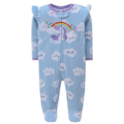 Footed Warm Baby Rompers 2023 Φθινόπωρο Χειμώνας χαριτωμένο ζώο Micro Polar Fleece Hot Baby Pijamas Βρεφικές φόρμες Πυτζάμες 0/3-12M