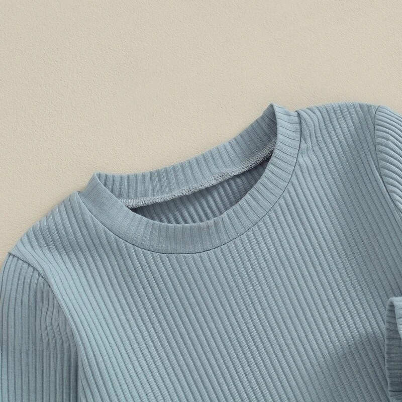 2-7 éves gyerek tavaszi őszi ruhák egyszínű bordás hosszú ujjú pulóver felsők nadrág szett 2db-os ruha csecsemő fiúknak és lányoknak