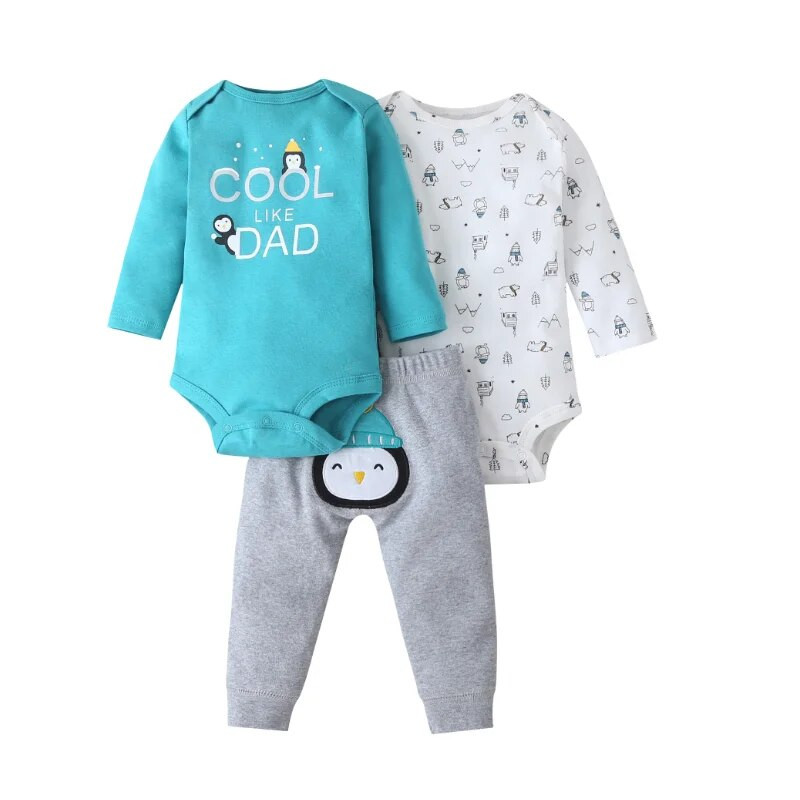 Csecsemő baba fiú grill ruhakészletek 2023 őszi aranyos rövid ujjú felsők+hosszú ujjú nadrág+nadrág 3 db újszülött ruhák ruhák