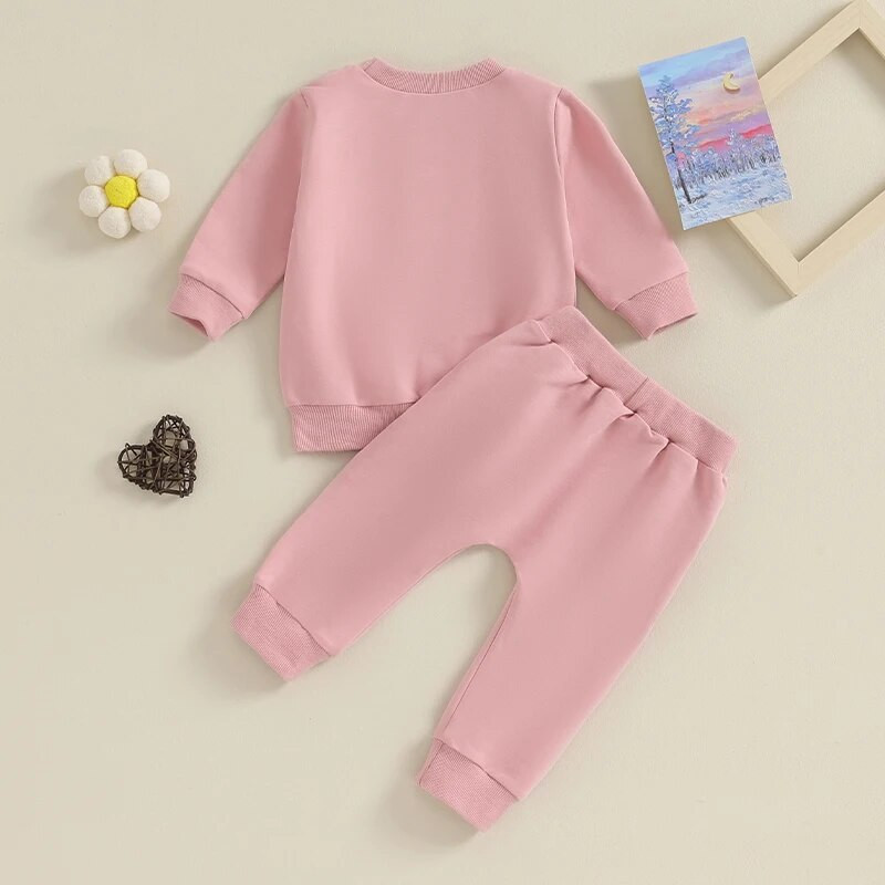 0-36 hónapos kisgyermek nadrág szettek hosszú ujjú, betűvel nyomtatott pulóver hosszú nadrág szettek csecsemő lányoknak Őszi tavaszi ruhák
