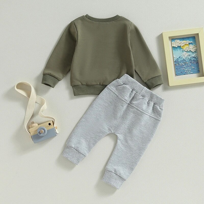 0-36 hónapos babafiú pulóverek, hosszú ujjú, betűmintás pulóver + nadrág szett csecsemő fiúk tavaszi őszi ruhakészlet