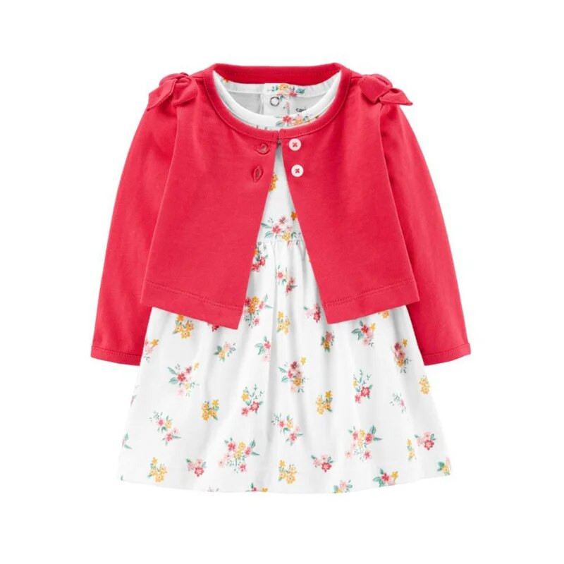 Újszülött baba lány Body ruha Aranyos Állat 100% Pamut Romper virágos Baby Girl ruha szett 2 DB felső kabát + Body