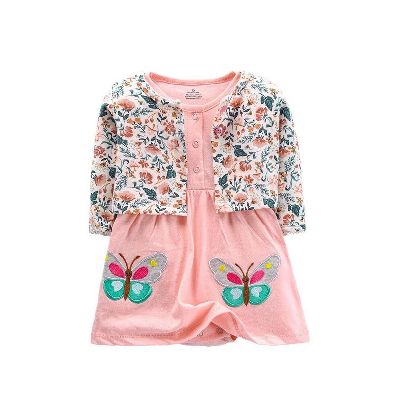 Újszülött baba lány Body ruha Aranyos Állat 100% Pamut Romper virágos Baby Girl ruha szett 2 DB felső kabát + Body