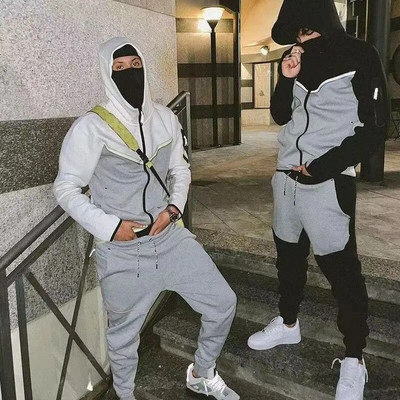 Plāns Tech Fleece vīriešu treniņtērps dizainera sporta tērps divdaļīgs sporta sporta džemperis ar garām piedurknēm kapuci pavasara rudenim 3XL