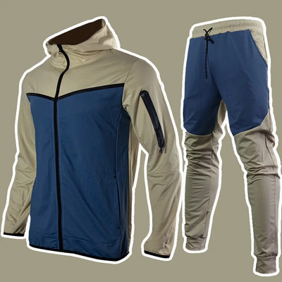 Ανδρική αθλητική φόρμα Thin Tech Fleece Σχεδιαστή Φούτερ Φούτερ σετ δύο τεμαχίων Αθλητική φούτερ με μακρυμάνικο φούτερ για την άνοιξη φθινόπωρο 3XL