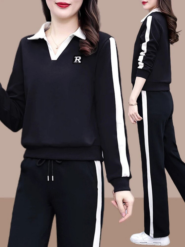 4XL tavaszi női sport ruha pulóverek hosszú ujjú pulóver széles lábú nadrág futó kocogó fitnesz felszerelés alkalmi szett tréningruha