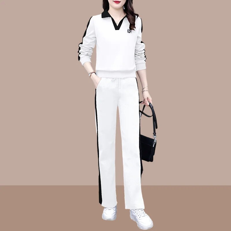 4XL tavaszi női sport ruha pulóverek hosszú ujjú pulóver széles lábú nadrág futó kocogó fitnesz felszerelés alkalmi szett tréningruha