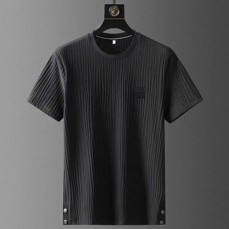 Nyári új bő kétrészes szett férfi rövid ujjú póló húzózsinóros nadrág koreai ráncos sport alkalmi öltöny trend férfi ruhák