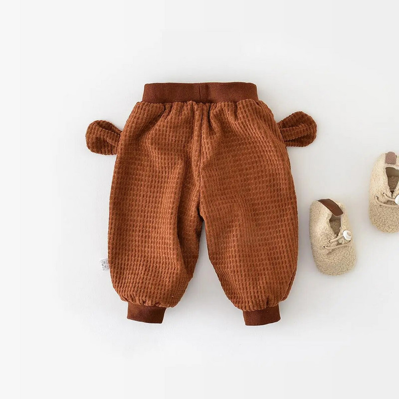 Őszi tél fiú lány csecsemő medve stílus plusz bársony vastag alkalmi pulóver gyerekeknek rajzfilm hímzés tömör ceruza nadrág