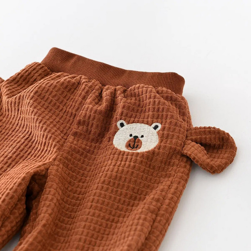 Őszi tél fiú lány csecsemő medve stílus plusz bársony vastag alkalmi pulóver gyerekeknek rajzfilm hímzés tömör ceruza nadrág
