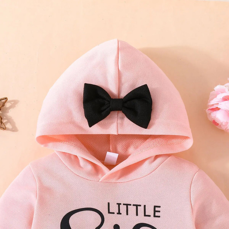 Prowow 0-3Y Little Sister Ruhák Baba Girls Outfit Szettek Őszi masnis kapucnis felső és nadrág ok Újszülött kisgyermek ruhák lányoknak