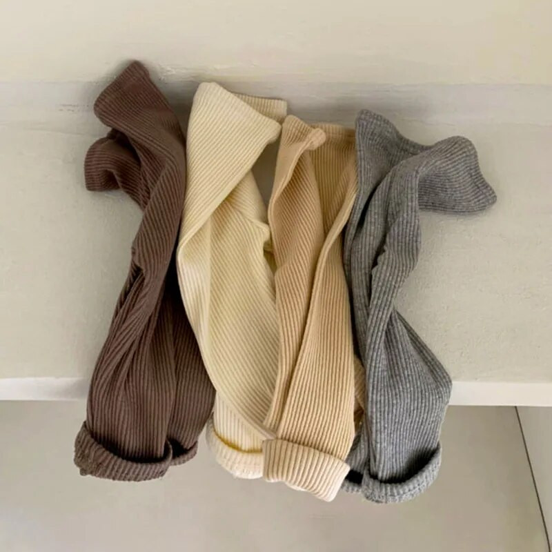 Őszi baba bordás pamutnadrág 2023 új csecsemő leggings fiú rugalmasság PP nadrágok tipegő lányok alkalmi ruhák gyermek nadrágok