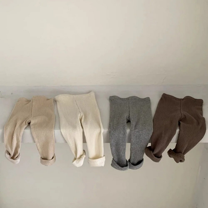 Őszi baba bordás pamutnadrág 2023 új csecsemő leggings fiú rugalmasság PP nadrágok tipegő lányok alkalmi ruhák gyermek nadrágok
