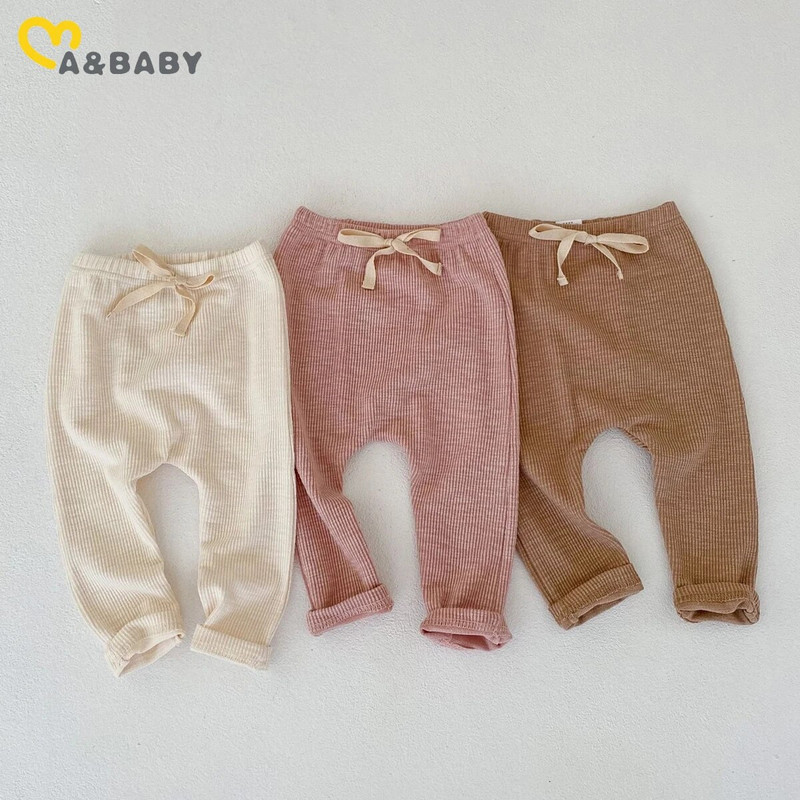 ma&baby 0-3Y Csecsemő Újszülött Kisgyermek Baba Lány Fiú Nadrág Egyszínű Puha Leggings Elasztikus Hárem Nadrág Alsónadrág