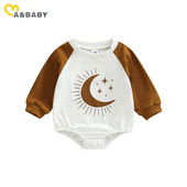 ma&baby 0-18M Βρέφος Νεογέννητο Κοριτσάκι Romper Sun Star Print Μακρυμάνικη Ολόσωμη φόρμα νηπιακής φθινοπωρινής άνοιξης