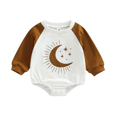 ma&baby 0-18M Βρέφος Νεογέννητο Κοριτσάκι Romper Sun Star Print Μακρυμάνικη Ολόσωμη φόρμα νηπιακής φθινοπωρινής άνοιξης