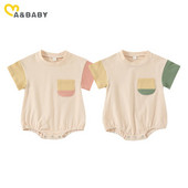 ma&baby 0-24M Νεογέννητο Βρέφος Κοριτσάκι Αγόρι Χαριτωμένο συνονθύλευμα παιδική φόρμα τσέπης κοντό μανίκι καλοκαιρινά ρούχα