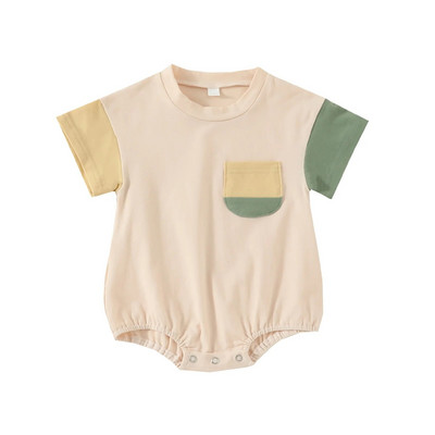 ma&baby 0-24M Νεογέννητο Βρέφος Κοριτσάκι Αγόρι Χαριτωμένο συνονθύλευμα παιδική φόρμα τσέπης κοντό μανίκι καλοκαιρινά ρούχα