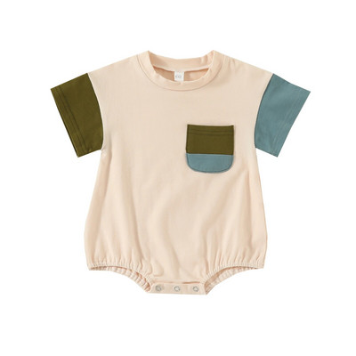 ma&baby 0-24M Νεογέννητο Βρέφος Κοριτσάκι Αγόρι Χαριτωμένο συνονθύλευμα παιδική φόρμα τσέπης κοντό μανίκι καλοκαιρινά ρούχα