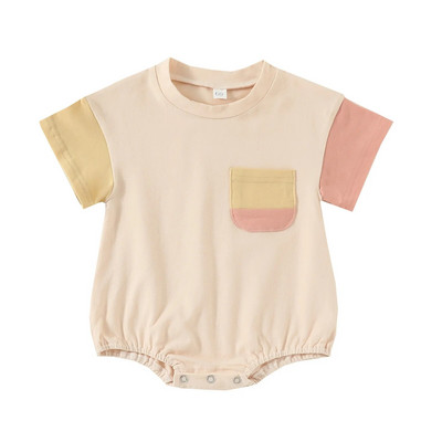 ma&baby 0-24M Νεογέννητο Βρέφος Κοριτσάκι Αγόρι Χαριτωμένο συνονθύλευμα παιδική φόρμα τσέπης κοντό μανίκι καλοκαιρινά ρούχα