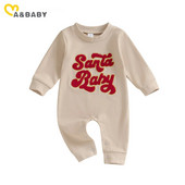 ma&baby 0-18M Χριστουγεννιάτικο Νεογέννητο Βρέφος Βρέφος Κοριτσάκι Μακρυμάνικο Romper Χριστουγεννιάτικες στολές Ρούχα