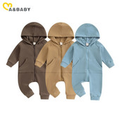 ma&baby 0-24M Νεογέννητο Βρέφος Βρεφικά Κορίτσια Αγόρια Ολόσωμη φόρμα με μακρυμάνικο φερμουάρ με κουκούλα Ρούχα φθινοπωρινής άνοιξης για νήπια