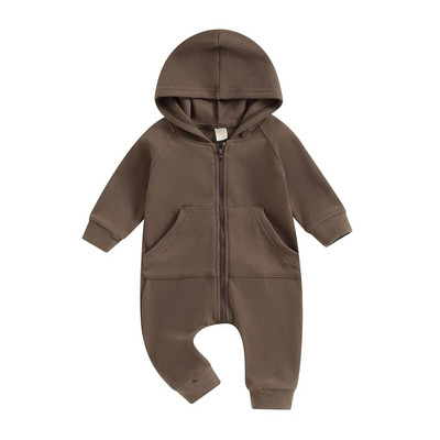 ma&baby 0-24M Νεογέννητο Βρέφος Βρεφικά Κορίτσια Αγόρια Ολόσωμη φόρμα με μακρυμάνικο φερμουάρ με κουκούλα Ρούχα φθινοπωρινής άνοιξης για νήπια