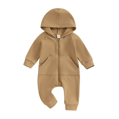 ma&baby 0-24M Νεογέννητο Βρέφος Βρεφικά Κορίτσια Αγόρια Ολόσωμη φόρμα με μακρυμάνικο φερμουάρ με κουκούλα Ρούχα φθινοπωρινής άνοιξης για νήπια