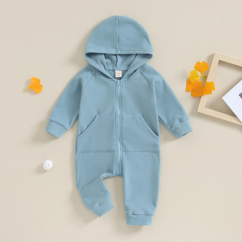 ma&baby 0-24M újszülött csecsemő csecsemő lányok fiú kombiné hosszú ujjú cipzáros kapucnis őszi tavaszi kisgyermek ruházat